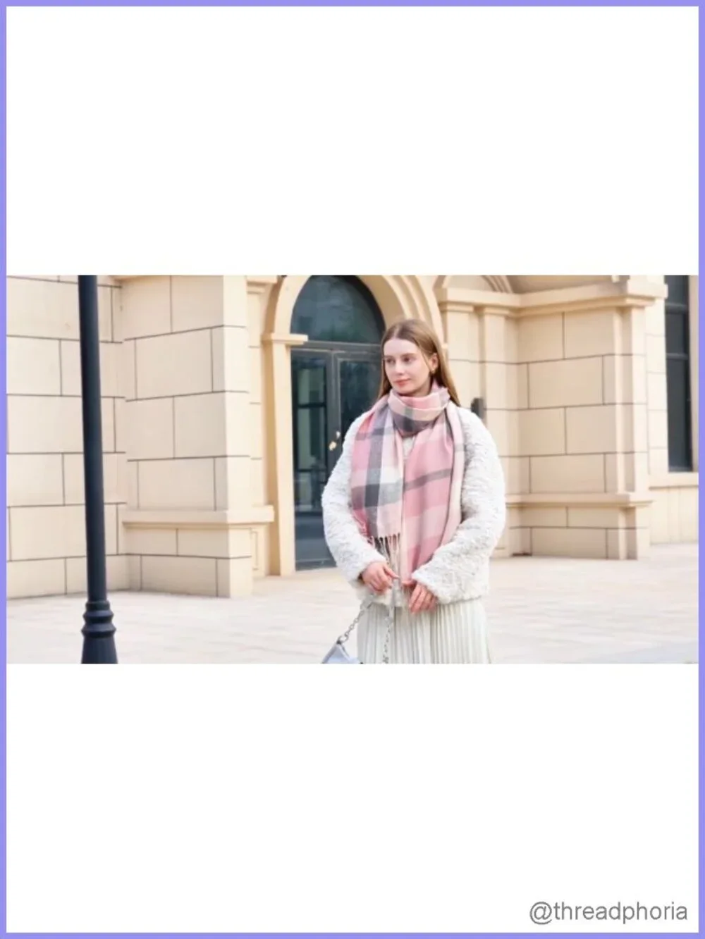 Women's Knit Plaid Long Scarf Shawl Wrap Winter Warm Heavyweight Cotton